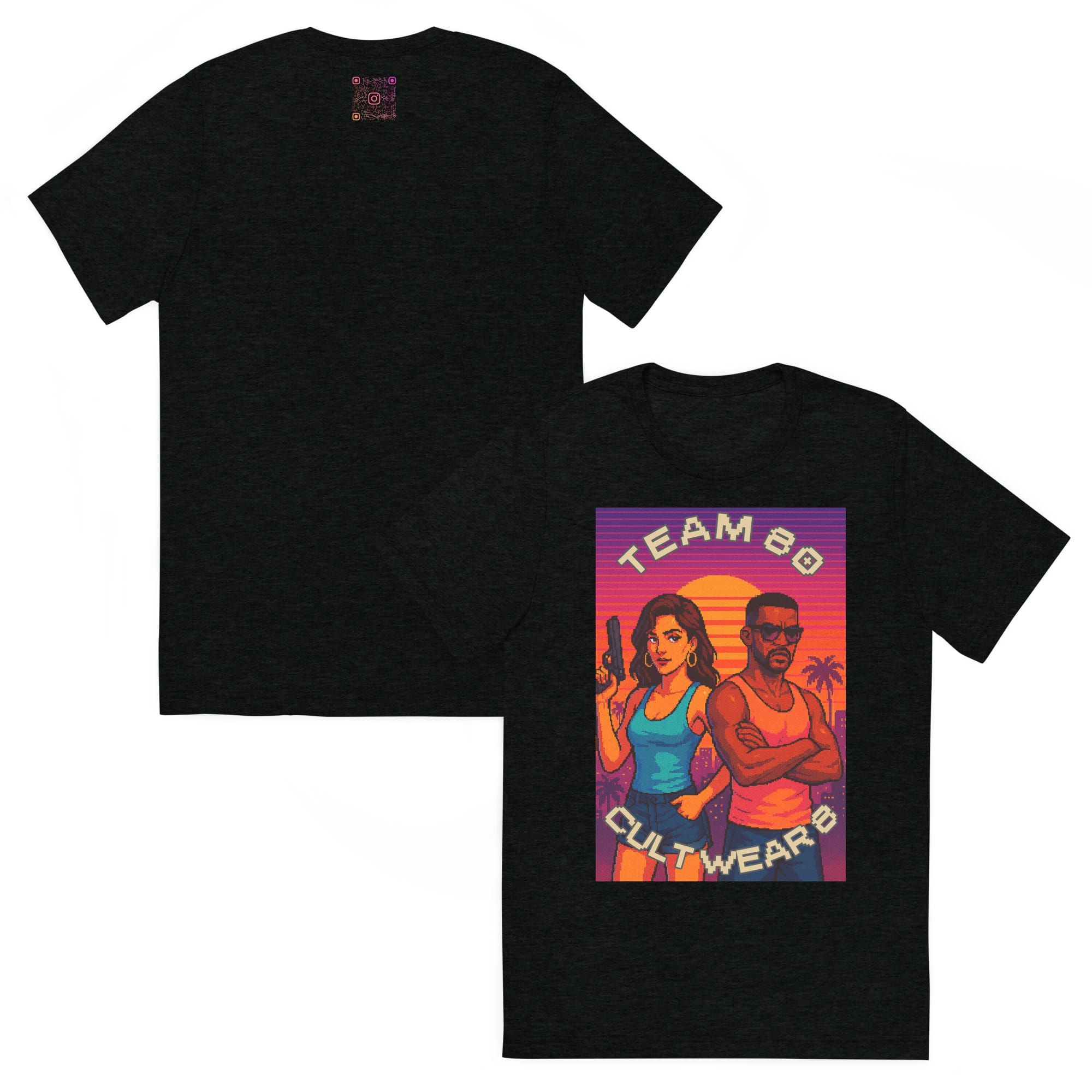 Camiseta Manga Corta Triblend Unisex Pixel Art Team 80 - Imagen 2